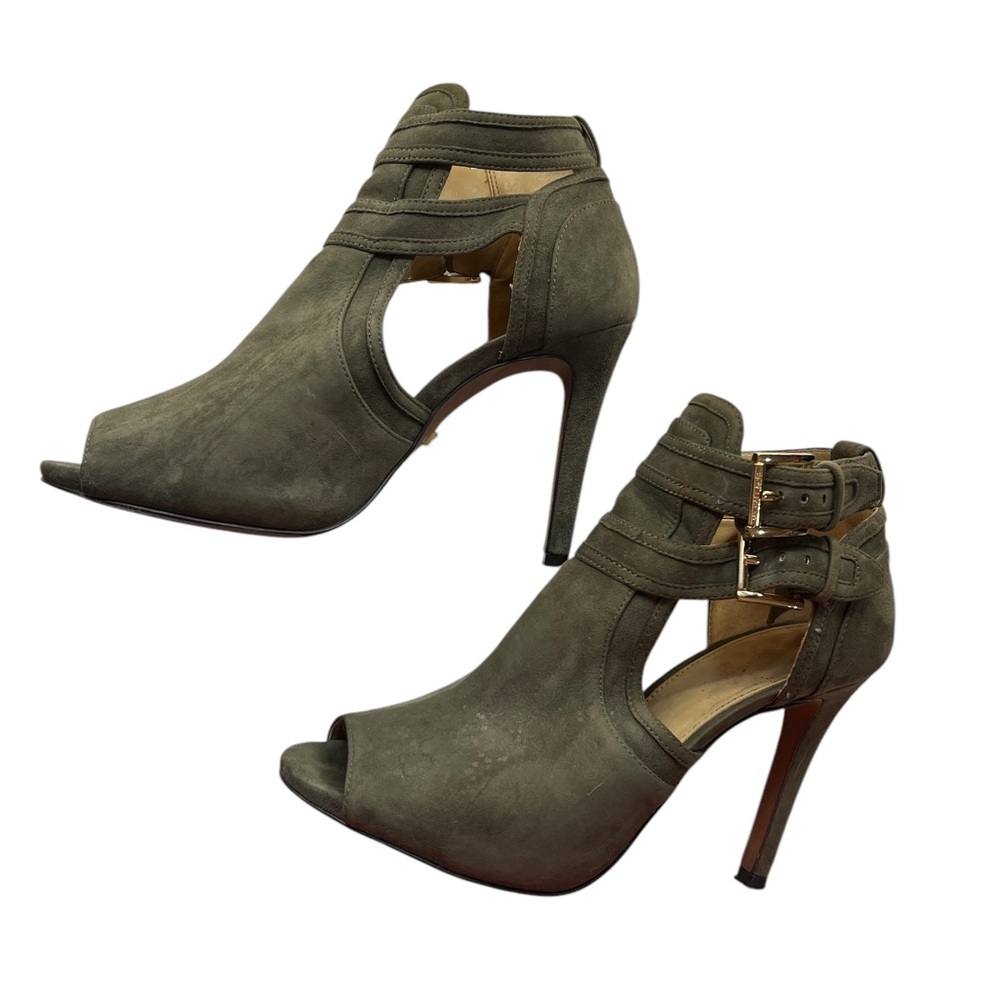 Micheal Kors Olive green Peep-Toe 4 inch Heels, Ankle straps, Size 7 - Picture 3 of 13